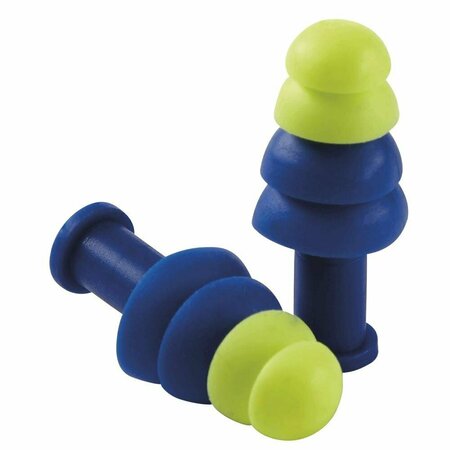 Reusable Non-Allergenic polymer Ear Plugs, Tapered Shape, 27 dB, Blue/High Visibility Green -  SELLSTROM, S23420